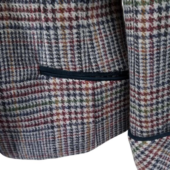 Vintage Plaid 100% Wool Houndstooth Blazer Size M Maurices 90s Y2K Gray Lined - Picture 4 of 12